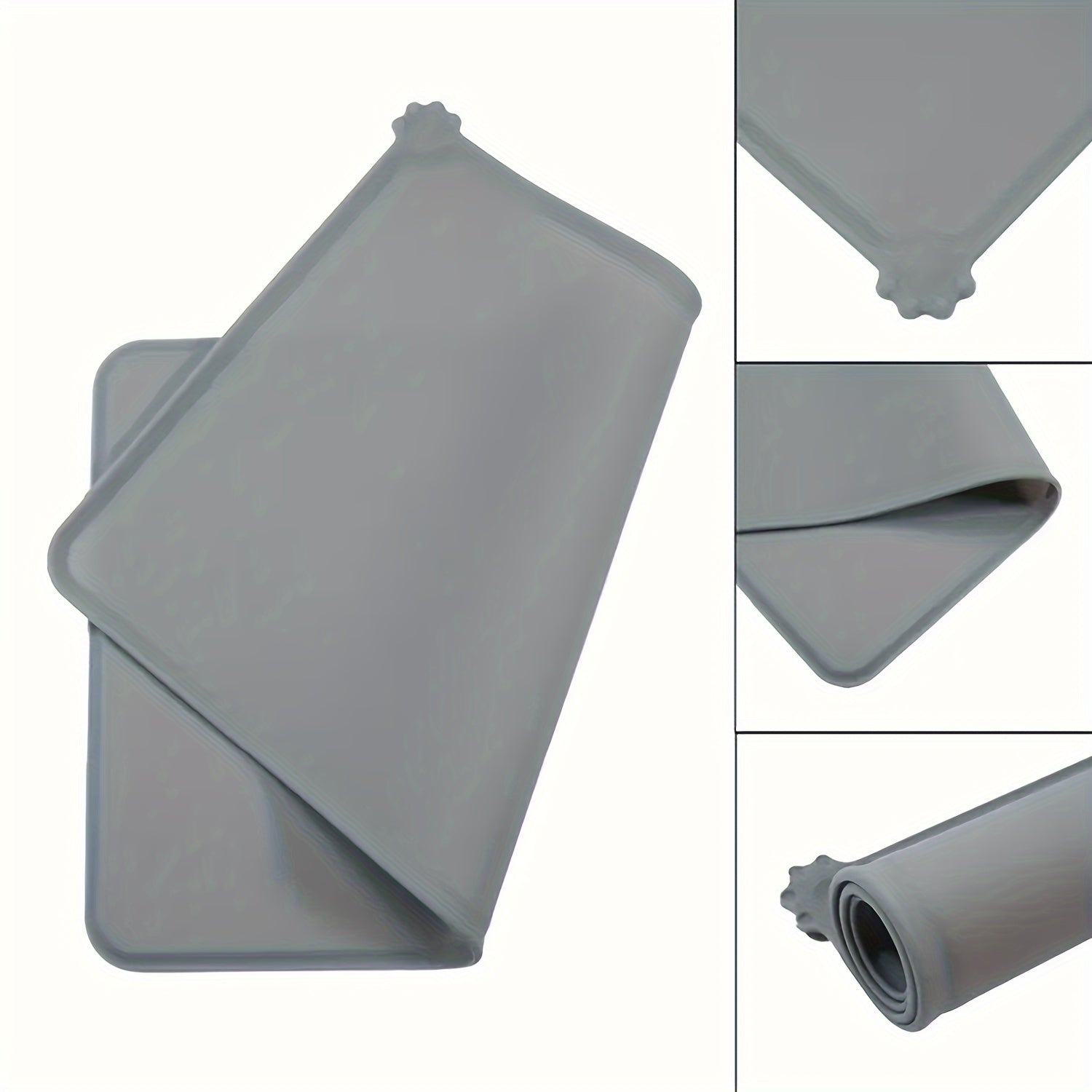 Waterproof Silicone Dog Bowl Mat, Non-Slip Leak Proof Pet Feeding Placemat With Raised Edges For Easy Clean Up