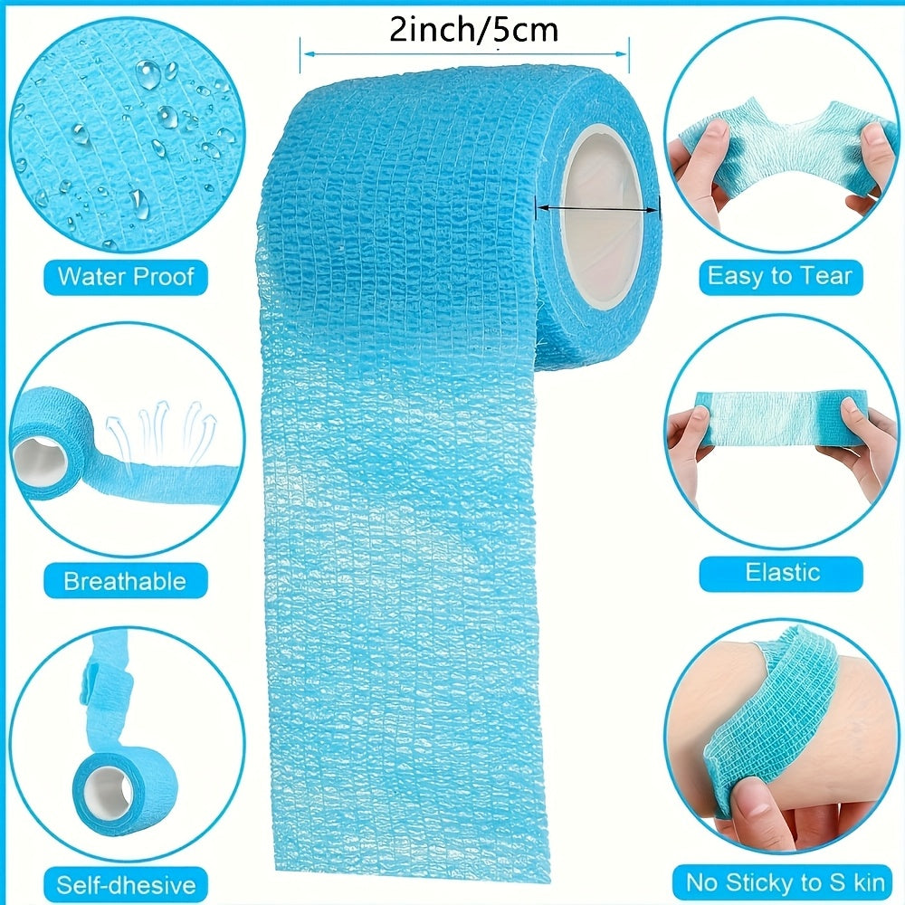 12/24 Rolls of Mixed Color Self-adhesive Bandages, Pet Bandages, Non-woven Bandages, Adhesive Gauze, Suitable for Dogs, Cats, Horses, Birds, Sports on Ankle, Knee, Wrist Support Self-adhesive Multifunctional Bandages