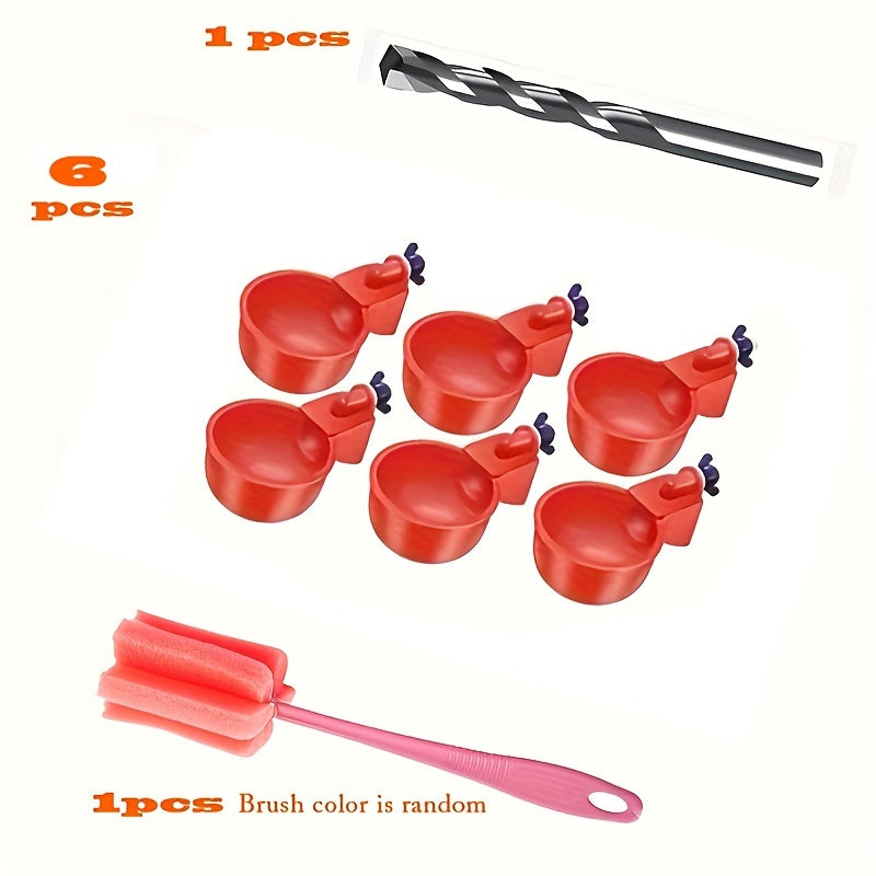 6/12/20pcs Automatic Chicken Waterers with Cleaning Brush - Premium PP Self-Stopping Dispensers for Coop Farming | Durable, Tool-Free Install | Ideal for Chickens, Ducks, Poultry & Birds | Leak-Proof & Easy to Refill