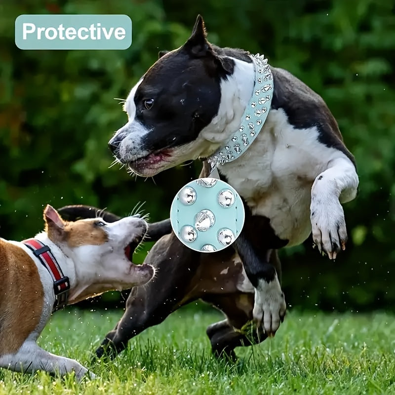 1pc Adjustable Studded Rivet Faux Leather Dog Collar - Durable, Anti-Bite, Comfortable Pet Collar with D-Ring for Dogs - Basic, Stylish, and Easy to Clean
