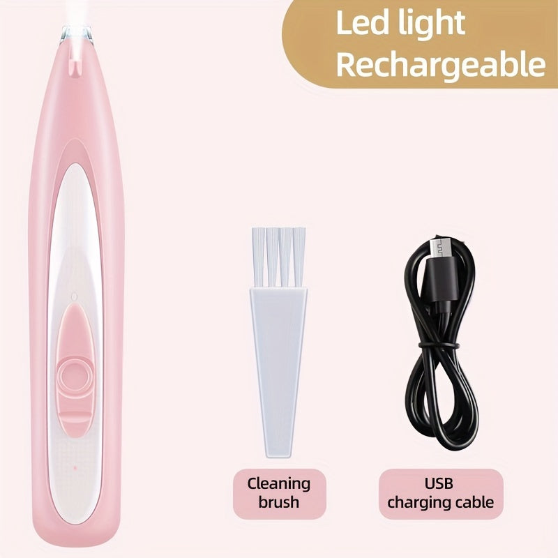 3 Colors USB Rechargeable Electric Pet Paw Hair Trimmer Clipper Kit, LED Illuminated Deep Trim, Lithium Battery - F1 Pet Grooming Tool