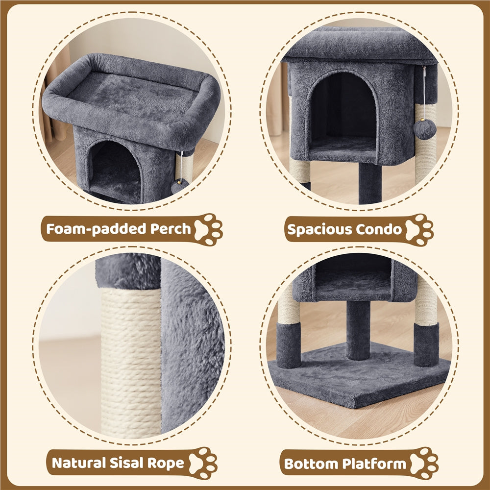 Costoffs 23.5in Cat Tree Tower, 2-Level Cat Condo with Sisal-Covered Scratching Posts, Cozy Pet Furniture, Halloween Cat Furniture for Indoor Kittens and Cats