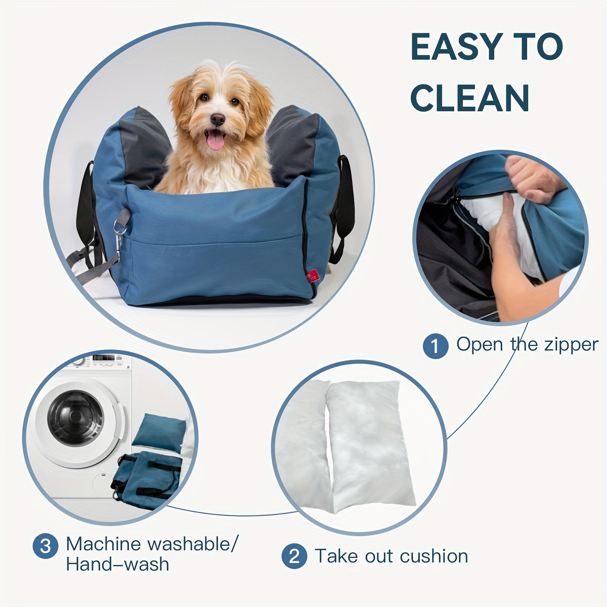 Dog Carrier Car Seat for Dogs & Cats - Portable Warm Travel Pet Bed with Safety Hook & Buckle, Handheld/Shoulder Strap, Fits Car Front/Back Seat, Suitable for Fall/Winter, Christmas Gift