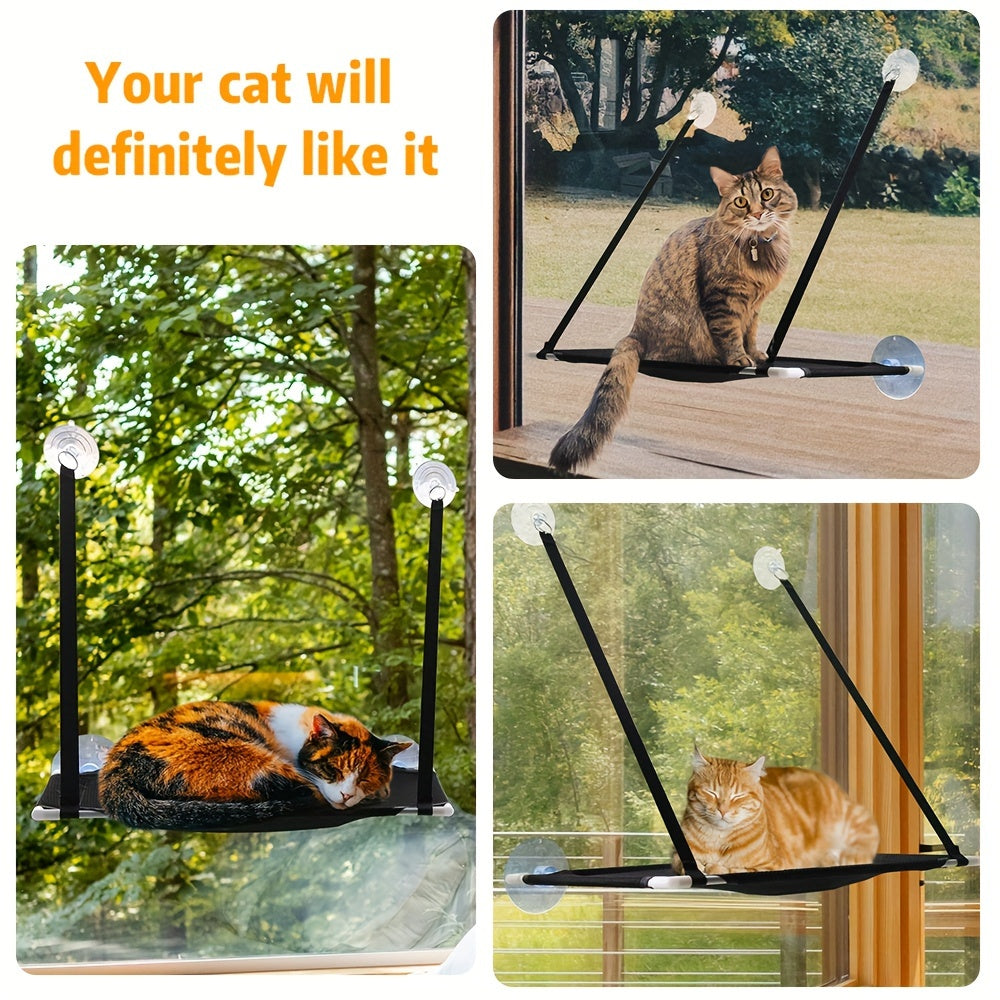 Polyester Cat Hammock for Window, Indoor Cat Perch, Resting Pet Bed, Mounted Cat Shelf, Space-Saving Window Seat for Large Cats, with Easy Assembly, for Kittens and Cats