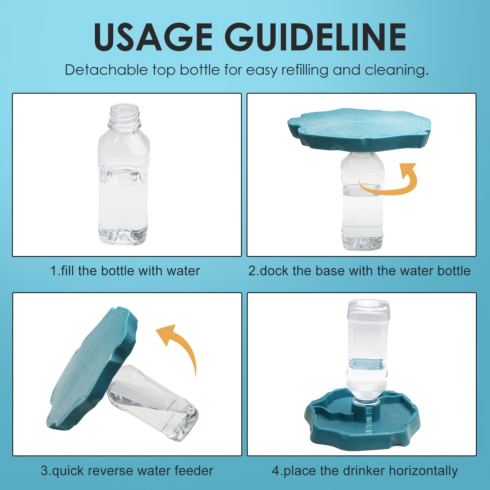 2-in-1 Small Pet Feeding & Watering Bottle - Durable PP Material, Ideal for Rabbits, Hamsters, Chicks, Kittens, and Turtles - Green with Clear Plastic Dispenser