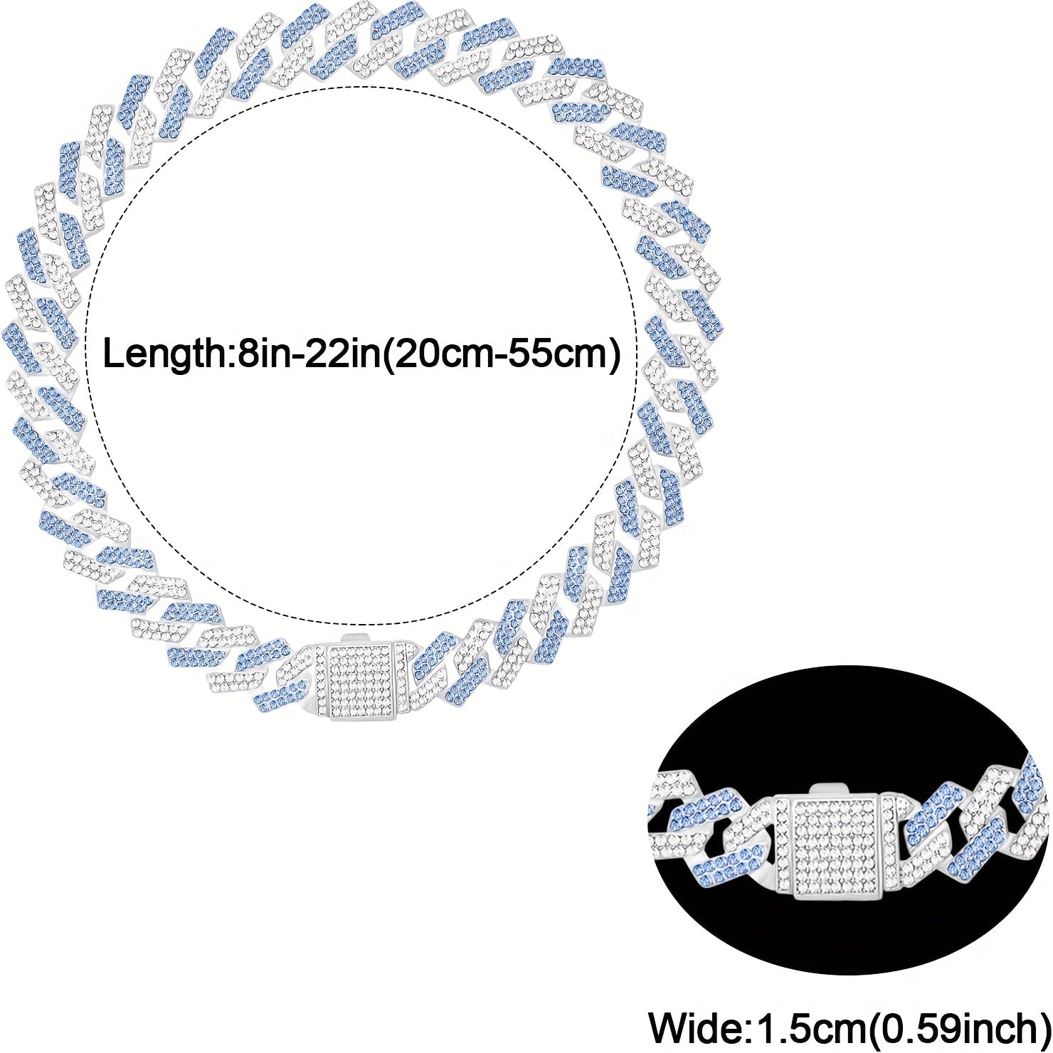 15mm Wide Golden Diamond-studded Cuban Link Pet Collar - Stylish Flip Cover for Dogs and Cats