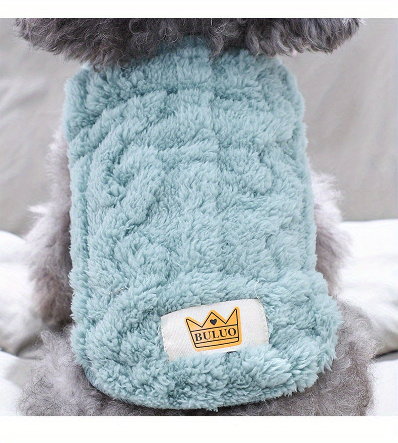 4pcs Dog Sweaters - Cute Fleece Pullover Coats with Wavy Double-Sided Design, Warm Winter Outfits for Small & Medium Dogs & Cats, Soft Polyester Pet Apparel in Light Blue, Red, Yellow, White, Dog Sweater, Pet Winter Wear, Pla