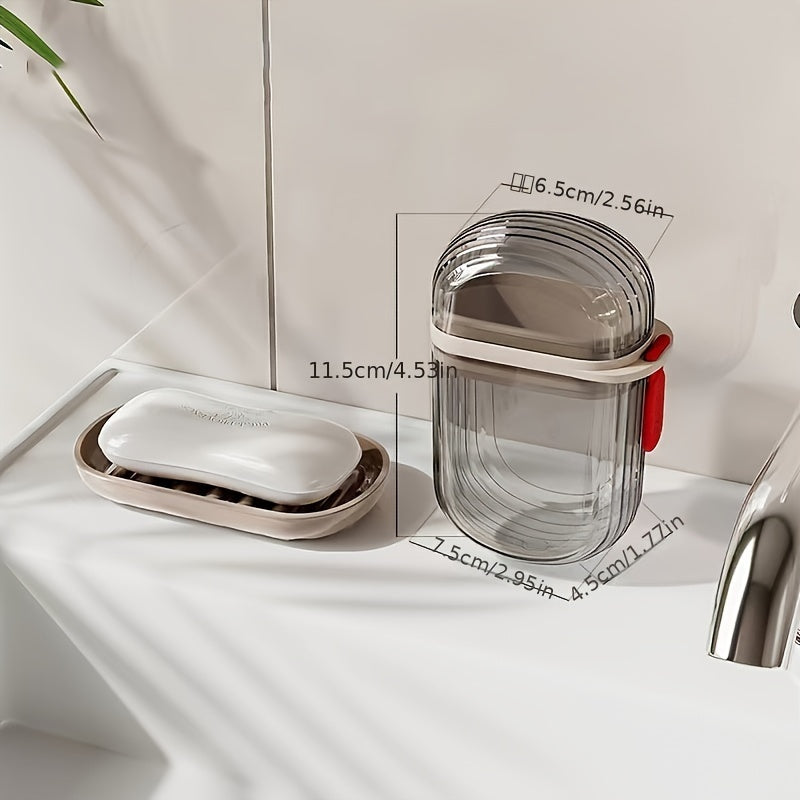 Durable PET Portable Travel Soap Dish - Sealed, Drainable Design with Lid for Business Trips & Outdoor Use, Mini Storage