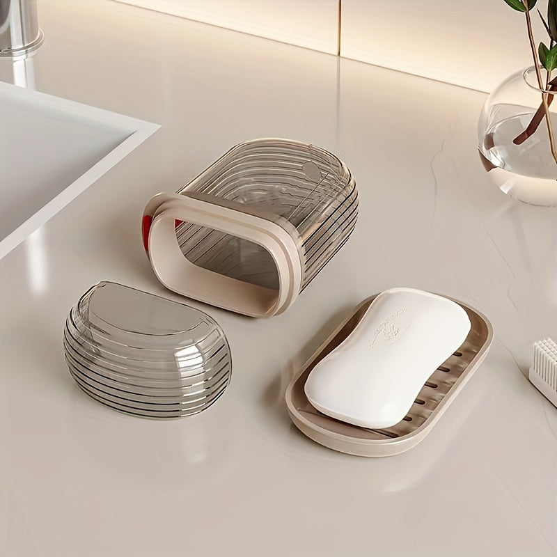 Durable PET Portable Travel Soap Dish - Sealed, Drainable Design with Lid for Business Trips & Outdoor Use, Mini Storage