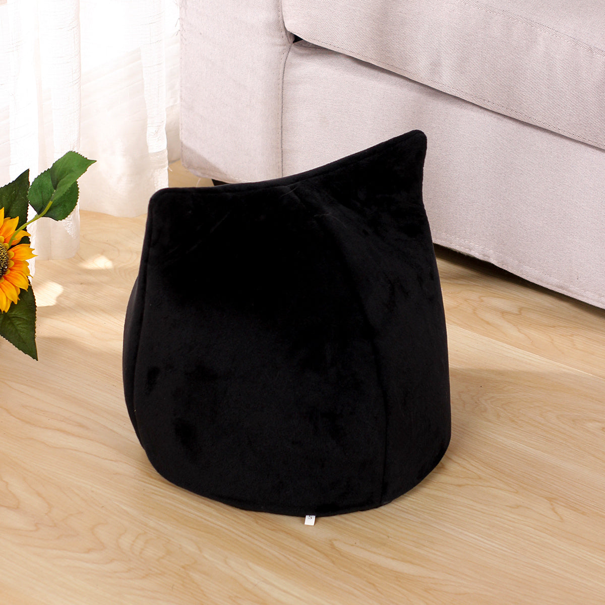 Whimsical Plush Black Cat Pet Bed - Soft, Furry, and Cozy Design for Ultimate Feline Comfort, Relaxation, and Sleep - Perfect for Your Adorable Feline Friend's Happy Moments