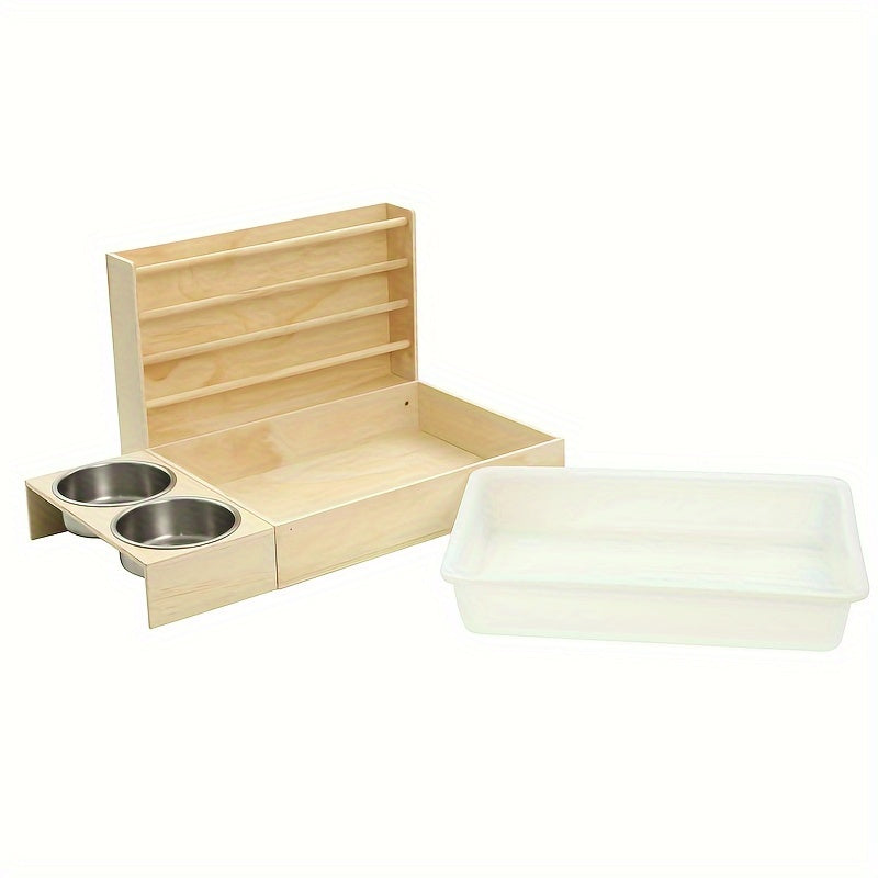 Small Pet Feeding Station with Hay Rack, Cat Litter Box & Dual Bowls - Ideal for Rabbits and Guinea Pigs