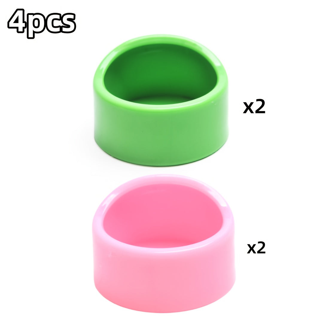 4pcs Durable ABS Anti-Scratch Hamster Feeding Bowls in Blue, Pink, & Green - Easy to Clean, Chew-Resistant for Small Pets, Perfect for Dry & Fresh Food, Small Pet Feeding|Vibrant Pet Bowl|Abs Imitation Ceramic