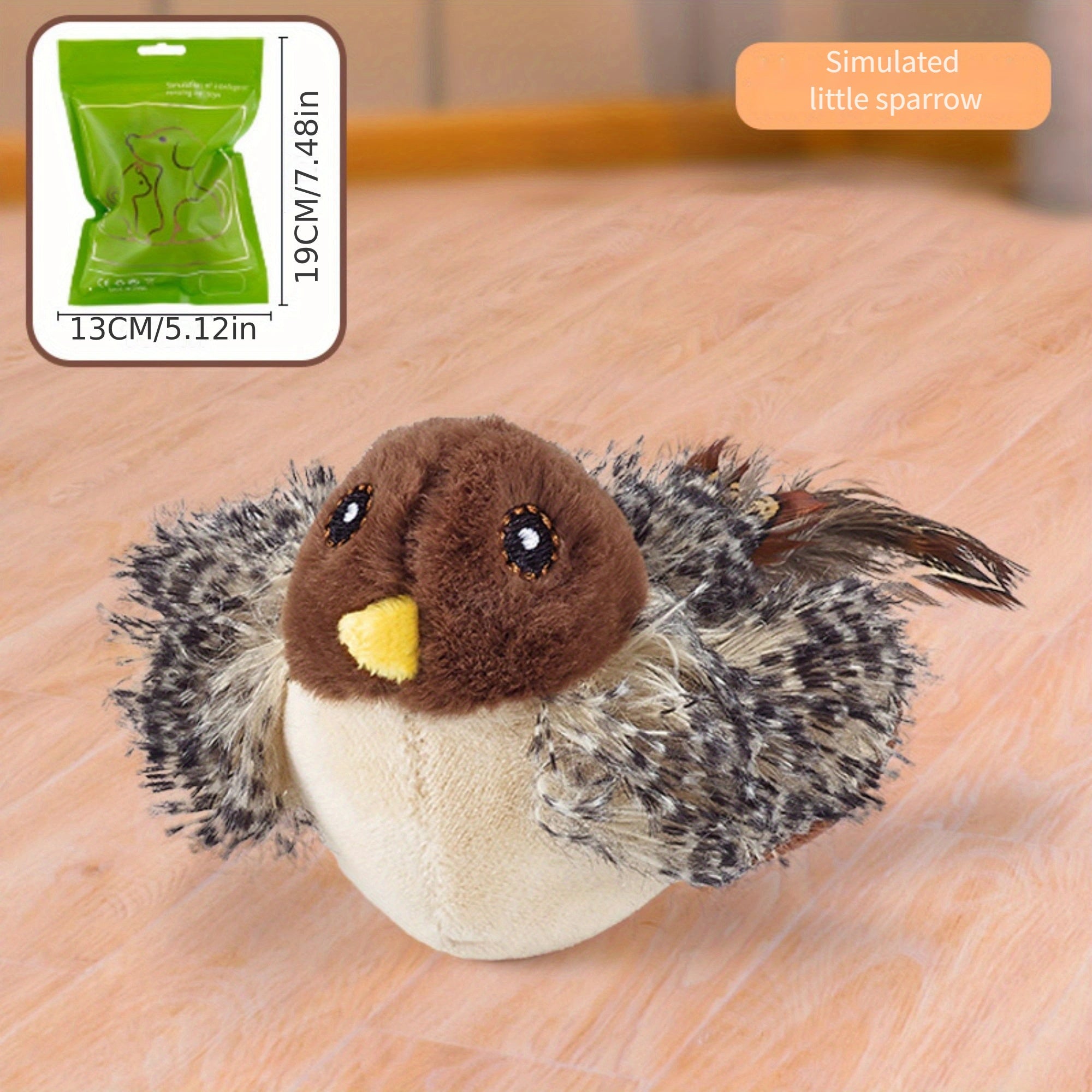 Interactive Plush Bird Cat Toy with Self-Raising Sound, Includes Pet Herb - Non-Electric Fabric Pet Toy, Simulated, TikTok
