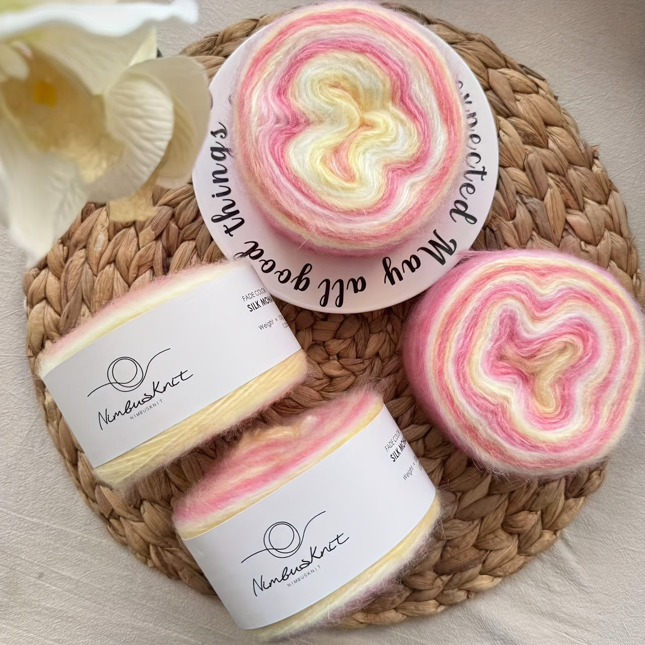 4 Pce/set, 400g Yarn, Hand-knitted Yarn, Spray Yarn, Cloud Yarn, Cake Yarn, And Rainbow Yarn, Soft And Comfortable, Suitable for Crochet, Scarves, Sweaters, Shawls, Blankets, Pet Toys, Handmade Gifts, Halloween, Christmas, An
