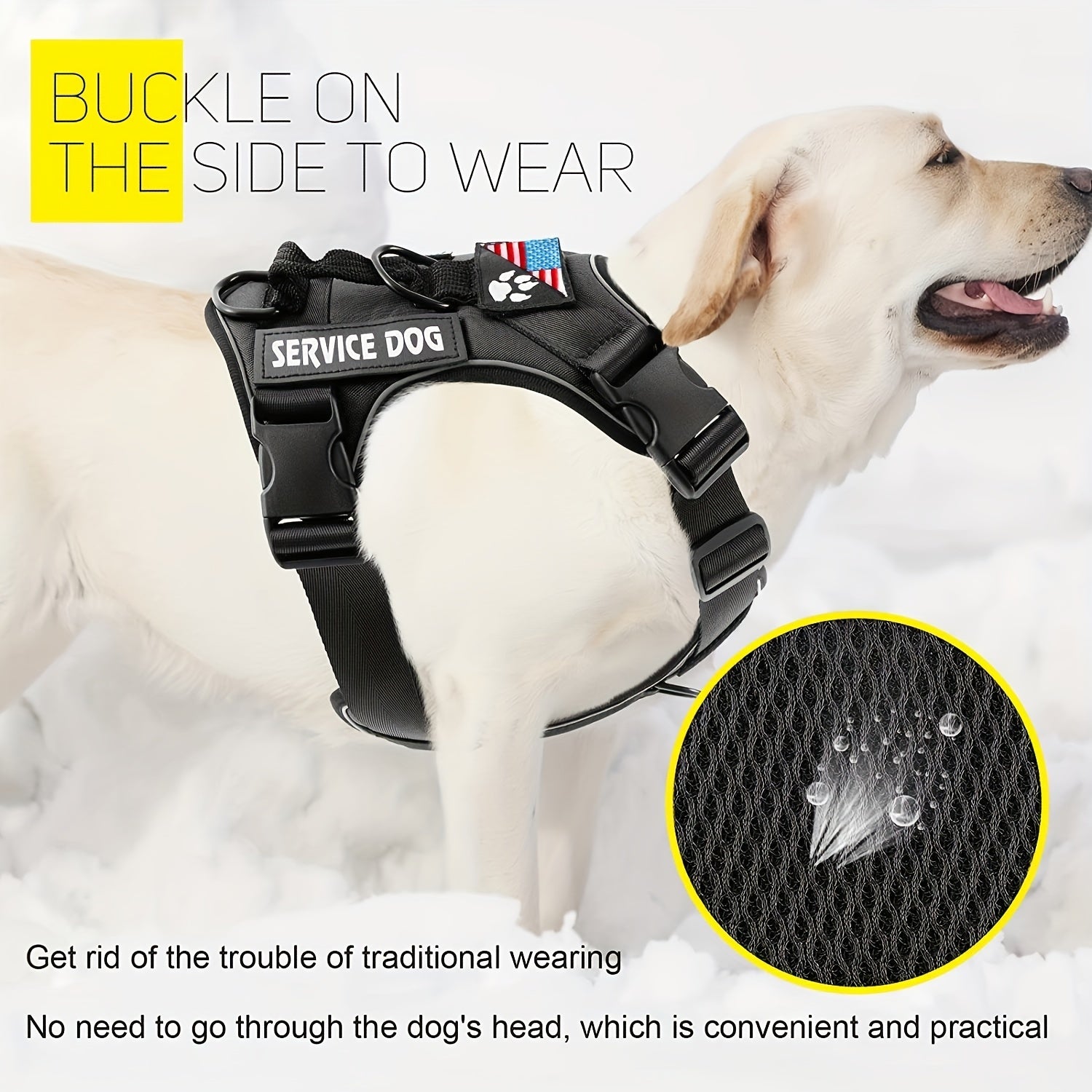 Service Dog Harness, Reflective Dog Vest Harness With 5 PCS Patches, Adjustable Soft Oxford Pet Harness, Inner Layer Mesh, Easy To Control For Small Medium Large Dogs With 59inch Traction Rope