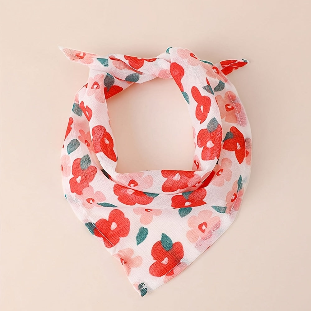 2pcs Dog Bandanas, Floral Print Pet Scarves, Breathable Polyester, Machine Washable, All-Season Comfort, Knit Fabric Pullover Pet Accessories for Small, Medium, Large, and Extra Large Breeds