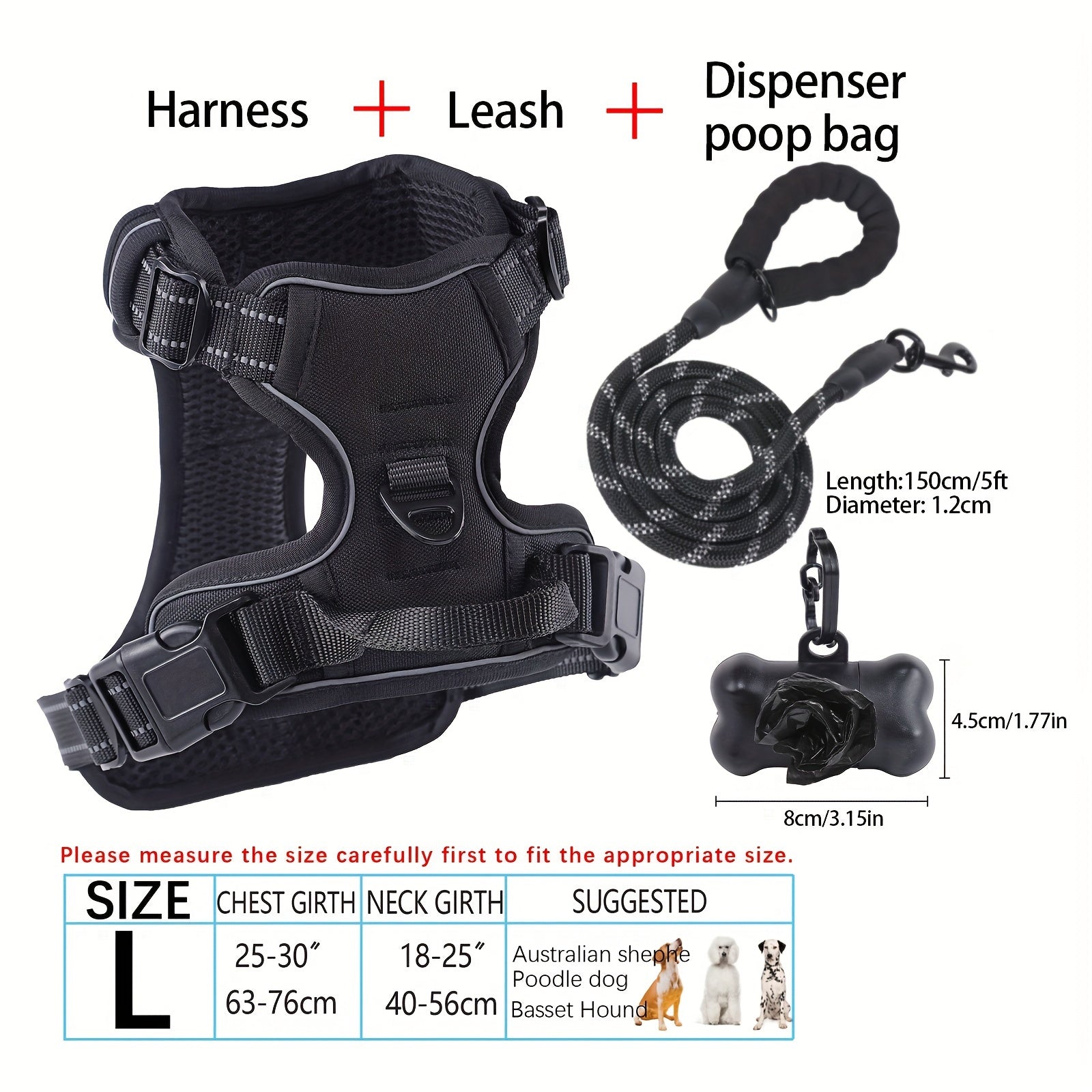 dog harness and leash set