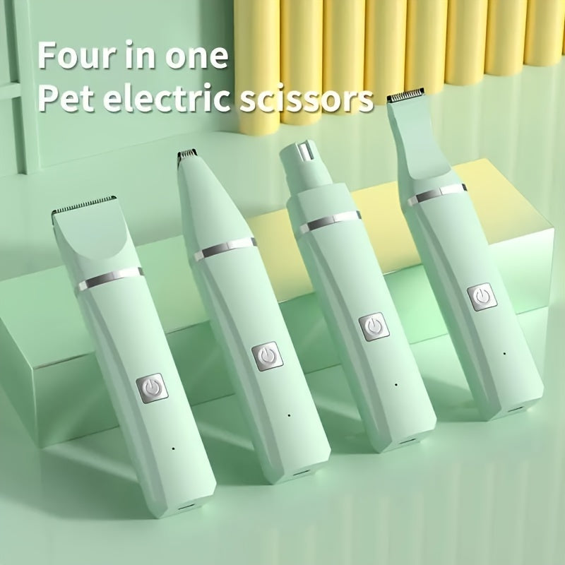 4-in-1 USB Rechargeable Pet Grooming Kit: Electric Hair Clippers, Nail Trimmer & Foot Shaver for Cats and Dogs