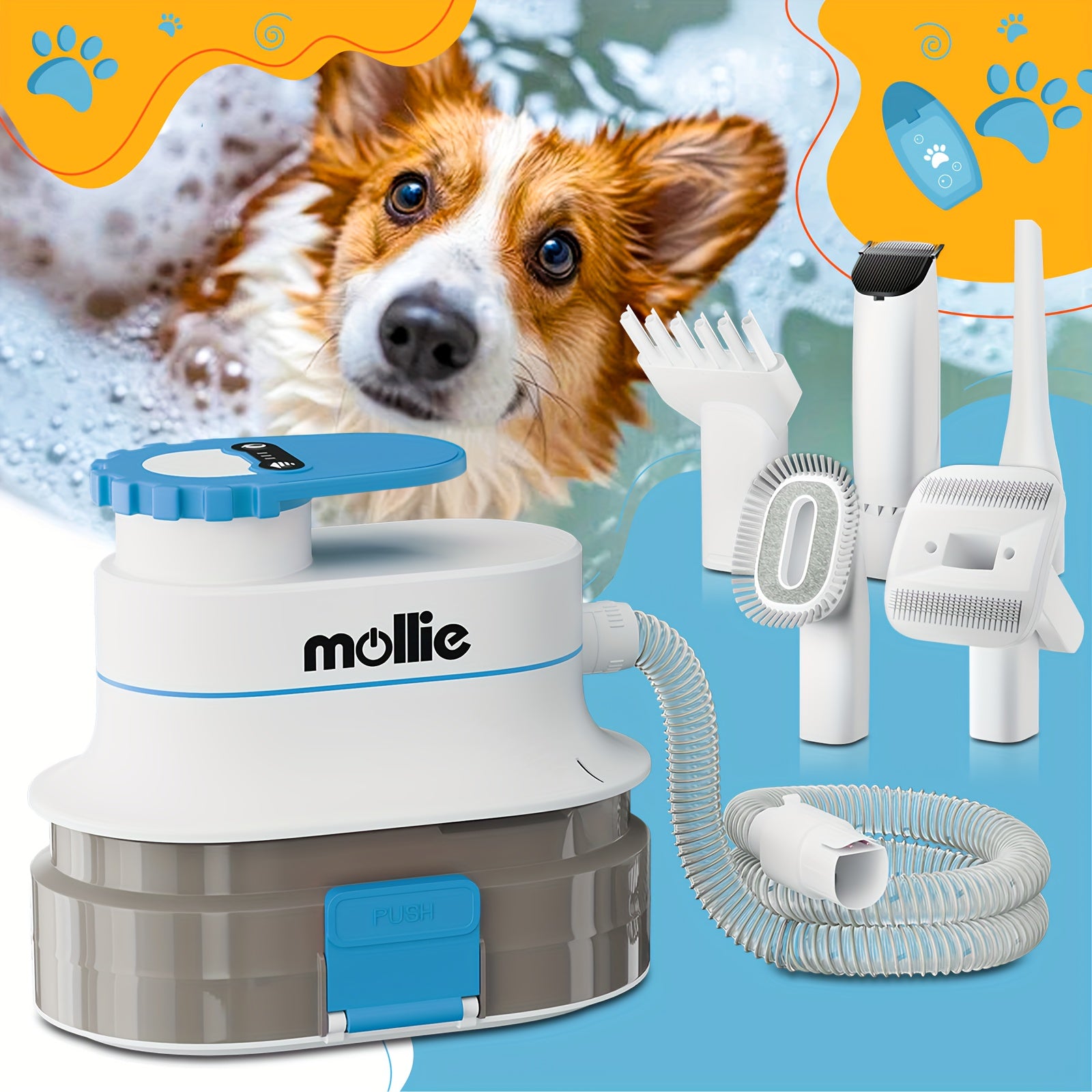 Dog Grooming Kit & Vacuum & Blow Dryer, Pet Grooming Vacuum with 6 Grooming Tools & Trimmer & Guide Combs, for Dog Cat And Other Animals