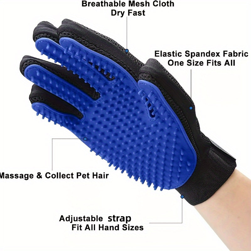 2pcs Pet Glove, Pet Grooming Bathing Washing Hair Remover Brush Fur Mitts, For Cat Dog Horse Rabbit Animal
