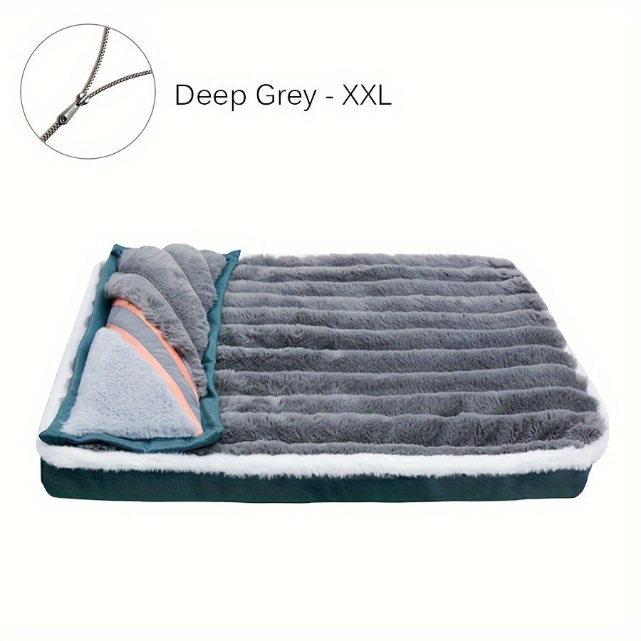 Orthopedic Memory Foam Pet Bed for Small to Medium Dogs | Plush Striped Polyester Cover with Removable Pillow | Multi-Color, Easy-Clean Design | Comfortable & Supportive Sleeping Surface