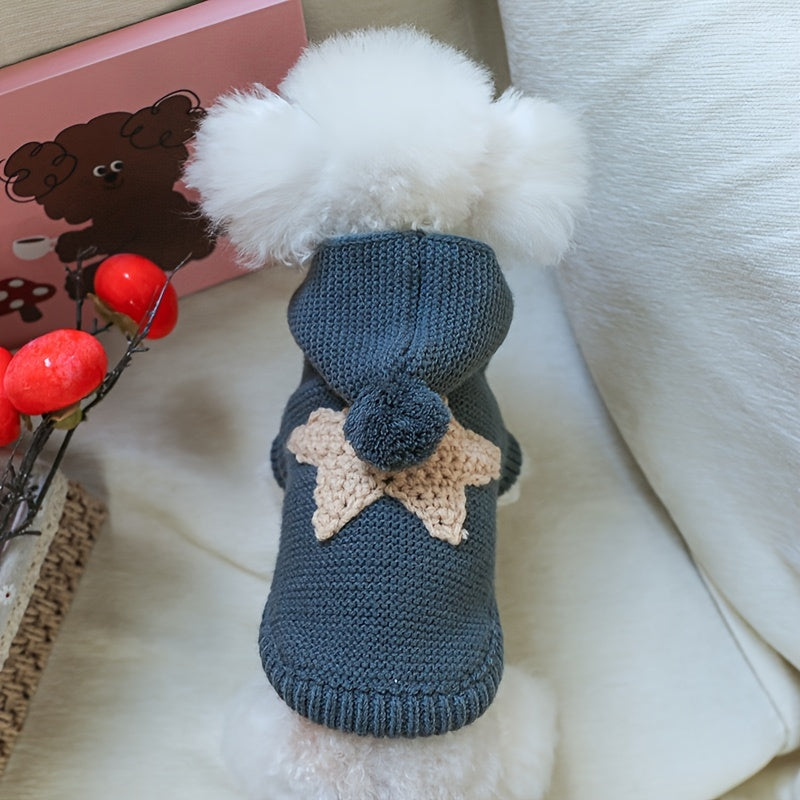 Cozy Star Pattern Sweater for Small, Medium, and Extra-Small Dogs - Knitted Acrylic Pullover Sweaters for Fall and Winter with Warm, Soft, and Breathable Fabric - Adorable Pet Apparel for Cold Weather