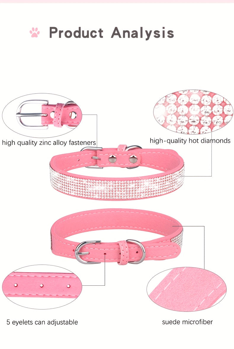 Sparkling Rhinestone Dog Collar with Leash