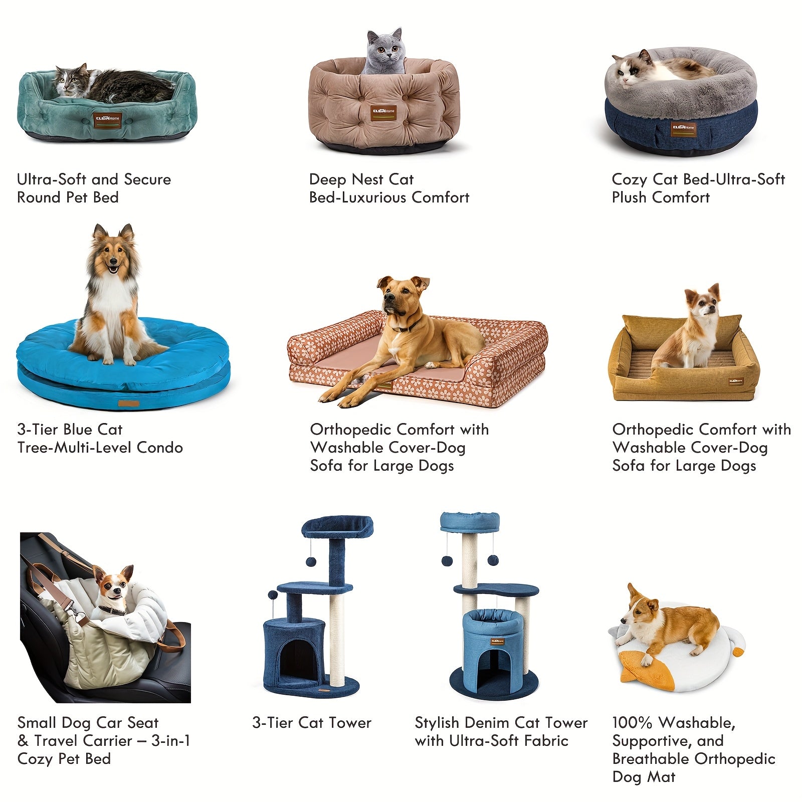 ClevaHome Deep Nest Cat Bed for Small Pets up to 15lbs - Round Cat Beds for Indoor Cats, Luxurious Velvet Feel, Extra High Sides, Machine Washable Comfort Pet Bed with Non-Slip Bottom