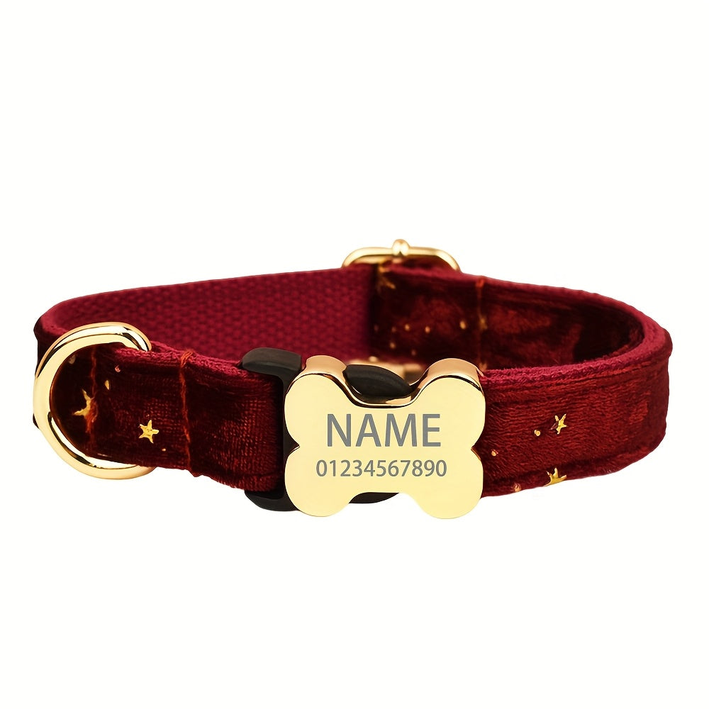Personalized Cute Green Star Feather Pet Collar with Metal Bone Buckle, Customizable Name and Phone Number ID Tag for Large/Medium/Small Dogs - Soft, Comfortable, Adjustable & Durable Accessory - The Perfect Gift for Your Pet