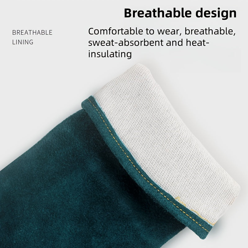 Premium Pet Grooming Gloves - Comfortable, Bite & Scratch Resistant | Ideal for Dogs & Cats, Green with Yellow Stitching