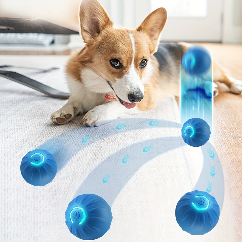 USB Rechargeable Silicone Bouncing Ball for Pets - Interactive Automatic Obstacle Avoidance Toy for Medium Breeds with Built-In Rechargeable Lithium Polymer Battery, Up to 36V