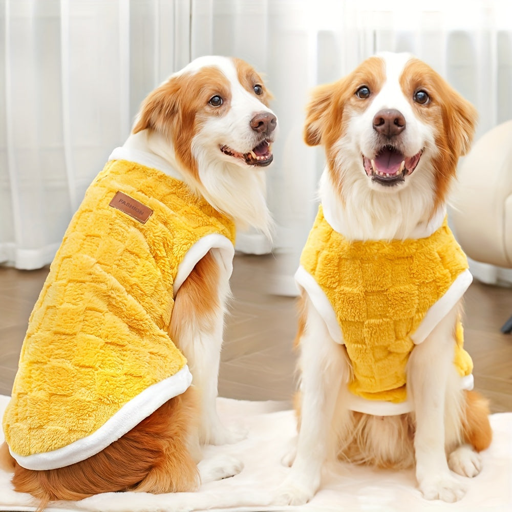 Cozy Plush Floral Dog Sweater for Large Breeds - Soft Fleece-Lined Winter Pet Apparel in Lime Green & White, Hand Wash Only, Perfect for Golden Retrievers and Other Dogs, Dog Comfort Wear | Pullover Dog Outfit | Plush Polyest