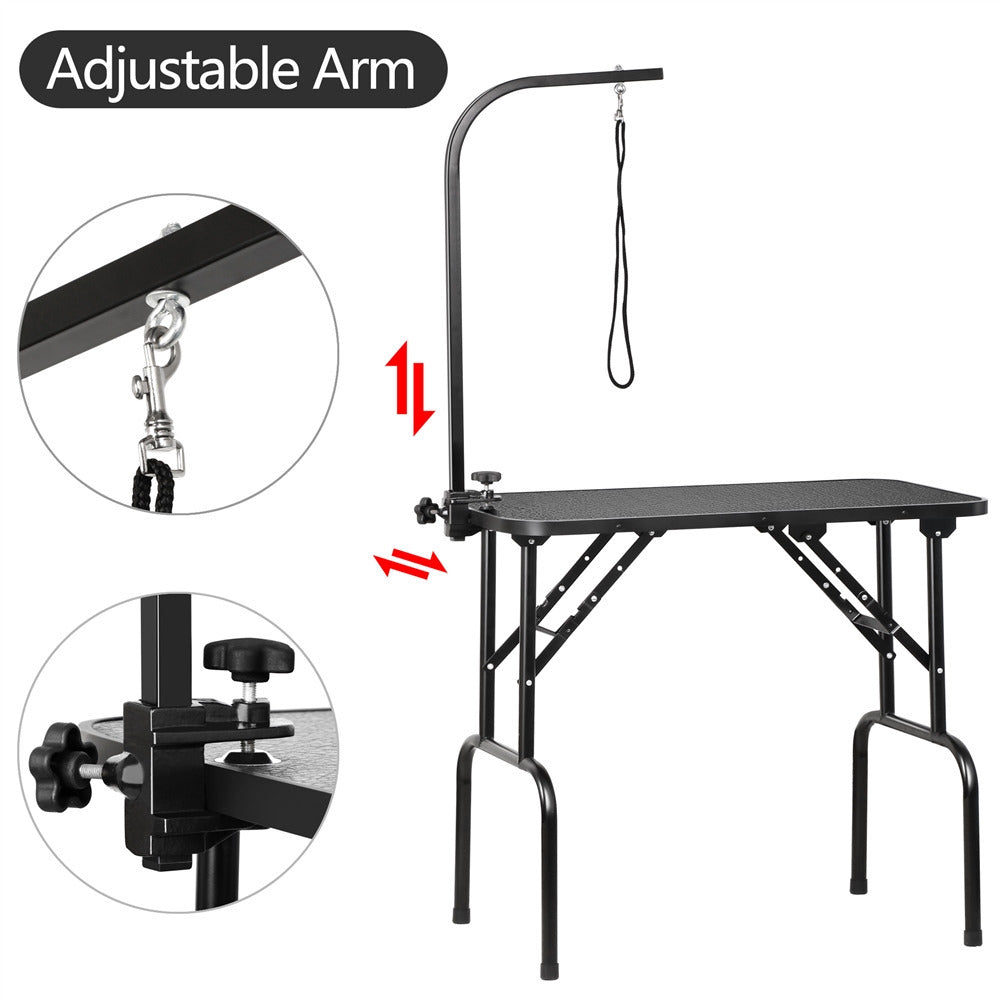 Costoffs Pet Foldable Grooming Table Dog Cat Beauty Trimming with Height Adjustable Arm Folding Legs Halloween Pet Grooming Table for Home or Professional Pet Store Uses