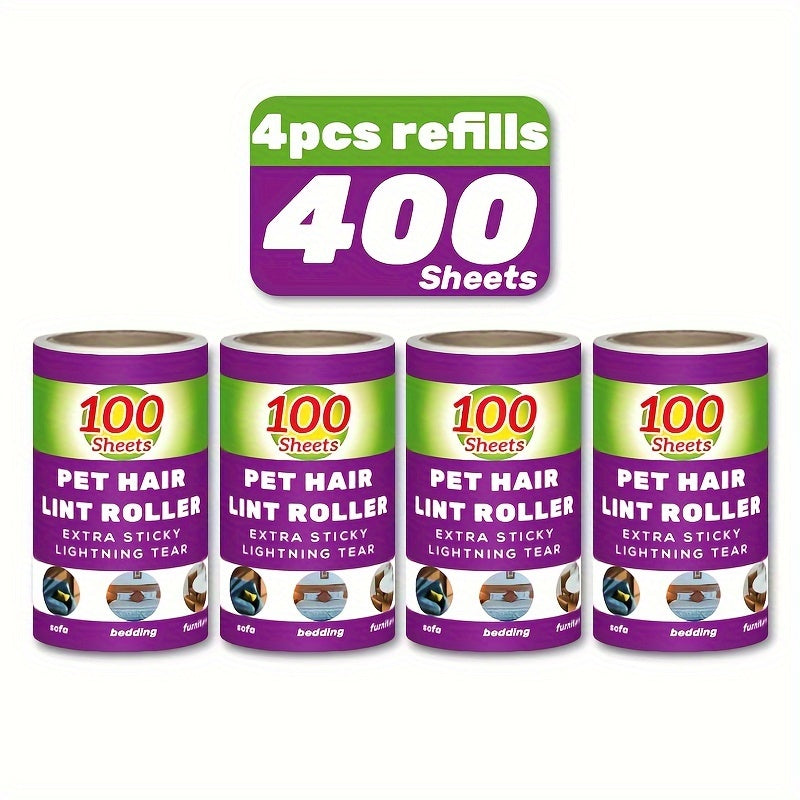 Value Pack of 200/400/800 Sheets of Pet Hair Removal Rollers, Featuring Refillable Sticky Rollers That Are Easy to Tear. Ideal for Removing Stubborn Pet Hair, These Portable Lint Rollers Are Suitable for Furniture, Carpets, C