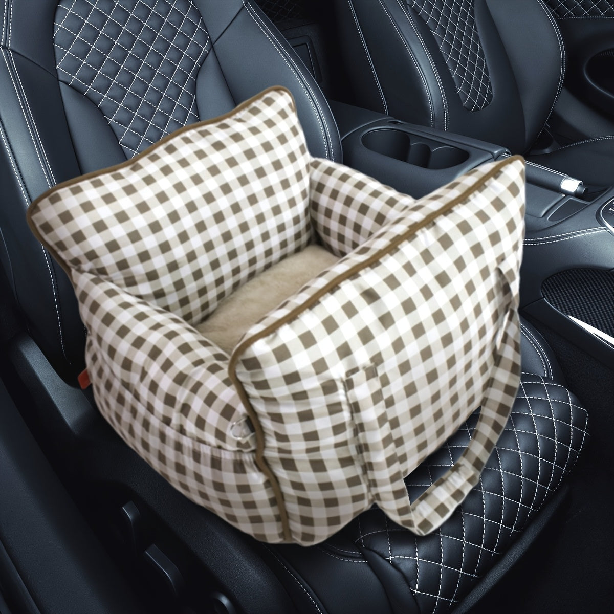Dog Carrier Car Seat for Dogs & Cats - Portable Warm Travel Pet Bed with Safety Hook & Buckle, Handheld/Shoulder Strap, Fits Car Front/Back Seat, Suitable for Fall/Winter, Christmas Gift