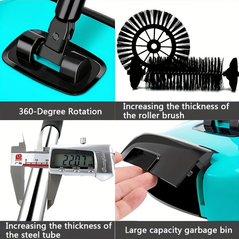1set, 3 In 1 Multifunctional Hand Push Sweeper, Vacuum Cleaner, Hand Push Sweeping And Moping Machine, To Remove Garbage, Pet Hair And Dust, Dry And Wet Use, Suitable For Hardwood Ceramic Tiles, With 1/2/5/10 Cloth, Cleaning