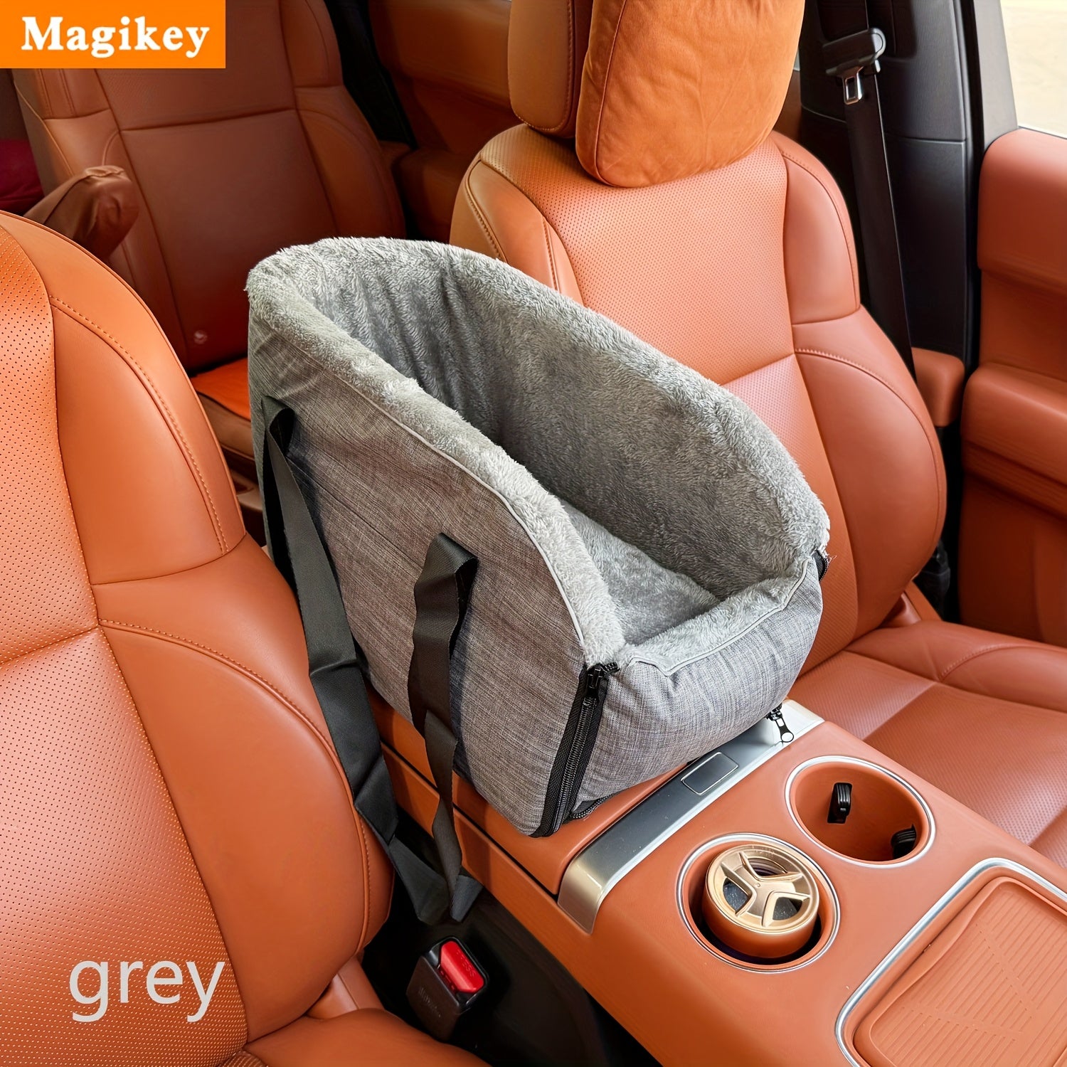 Magikey 1pc Is Suitable For Pet Car Seat Bags For Small And Medium-sized Dogs And Cats, Portable Travel Bag For Pets, Outdoor Pet Harness Bags, And Can Be Placed In The Central Armrest Of The Car