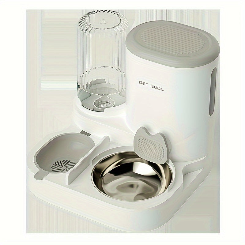 Automatic Cat Feeder & Water Dispenser Set - Non-Electric, Easy-Clean Plastic Pet Feeding Station for Cats