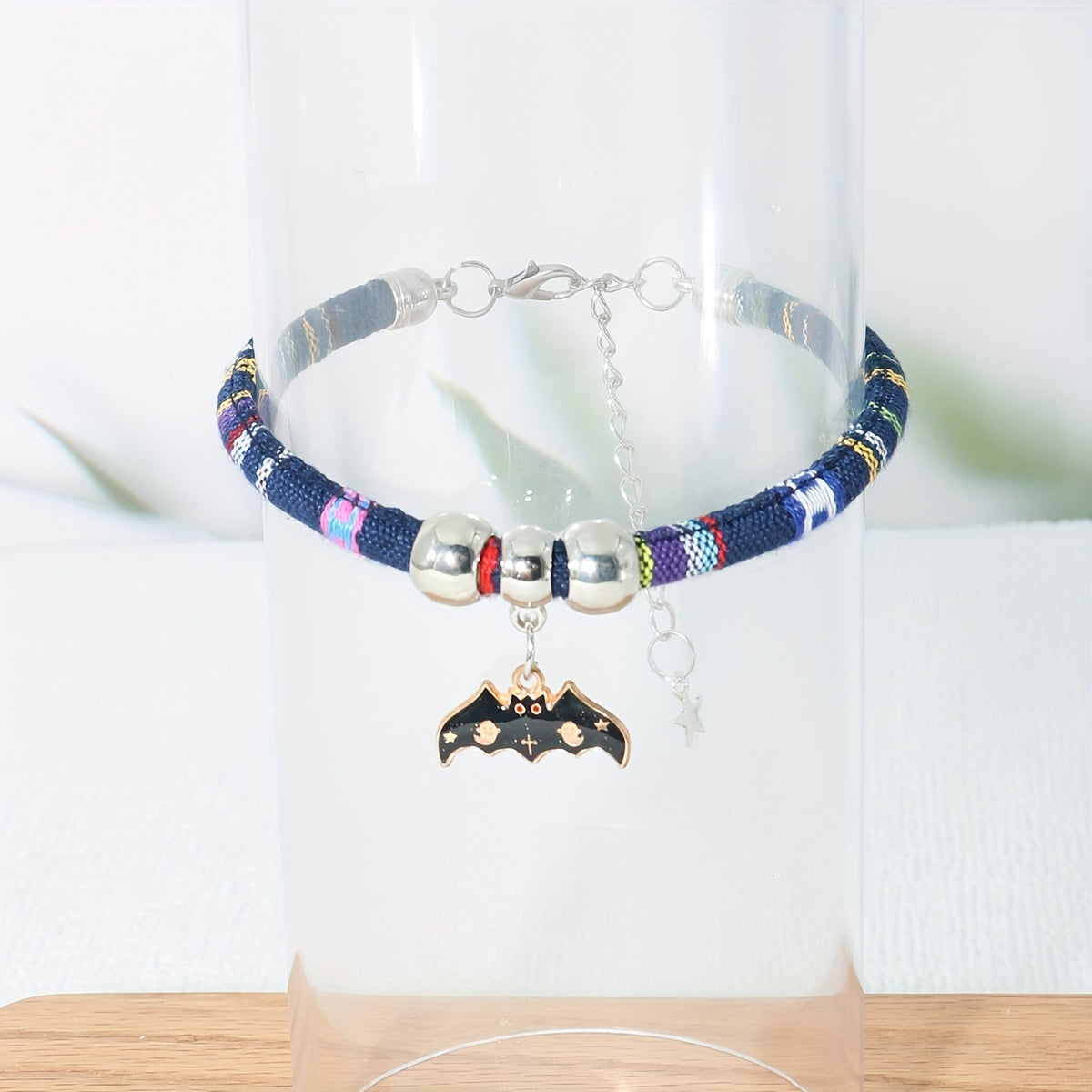 Spooky Bat Charm Pet Collar - Adjustable, Durable Nylon Necklace for Cats & Small Dogs, Ethnic Style Accessory with Halloween Theme, Comfortable Wear, Easy to Put On and Off