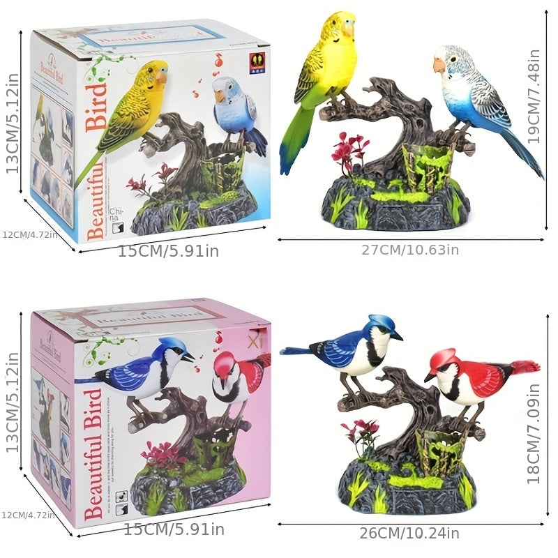 Simulation Voice-activated Bird Decoration Display Electric Induction Parrot Can Call And Move Birdcage Electronic Pet Toy