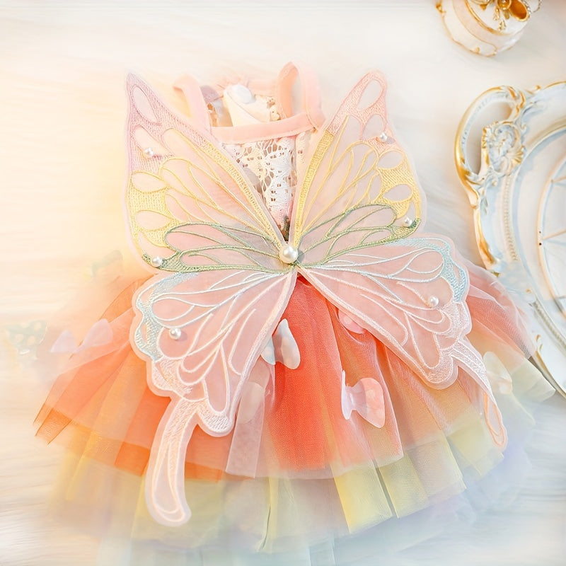 Small Dog Princess Dress - Summer, Spring, Autumn Woven Polyester Snap Button Closure for Small Breeds - Elegant Handcrafted Pet Apparel 4867