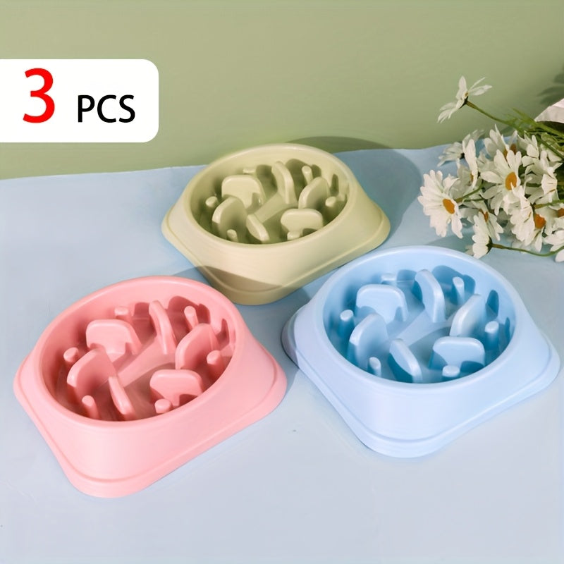 Slow Feeder Dog Bowl 3-Pack Set - Non-Slip Durable Bowls for Small Medium Large Dogs, Anti-Choking Puzzle Design, Easy to Clean Pet Feeding Dishes for Better Digestion & Mental Stimulation