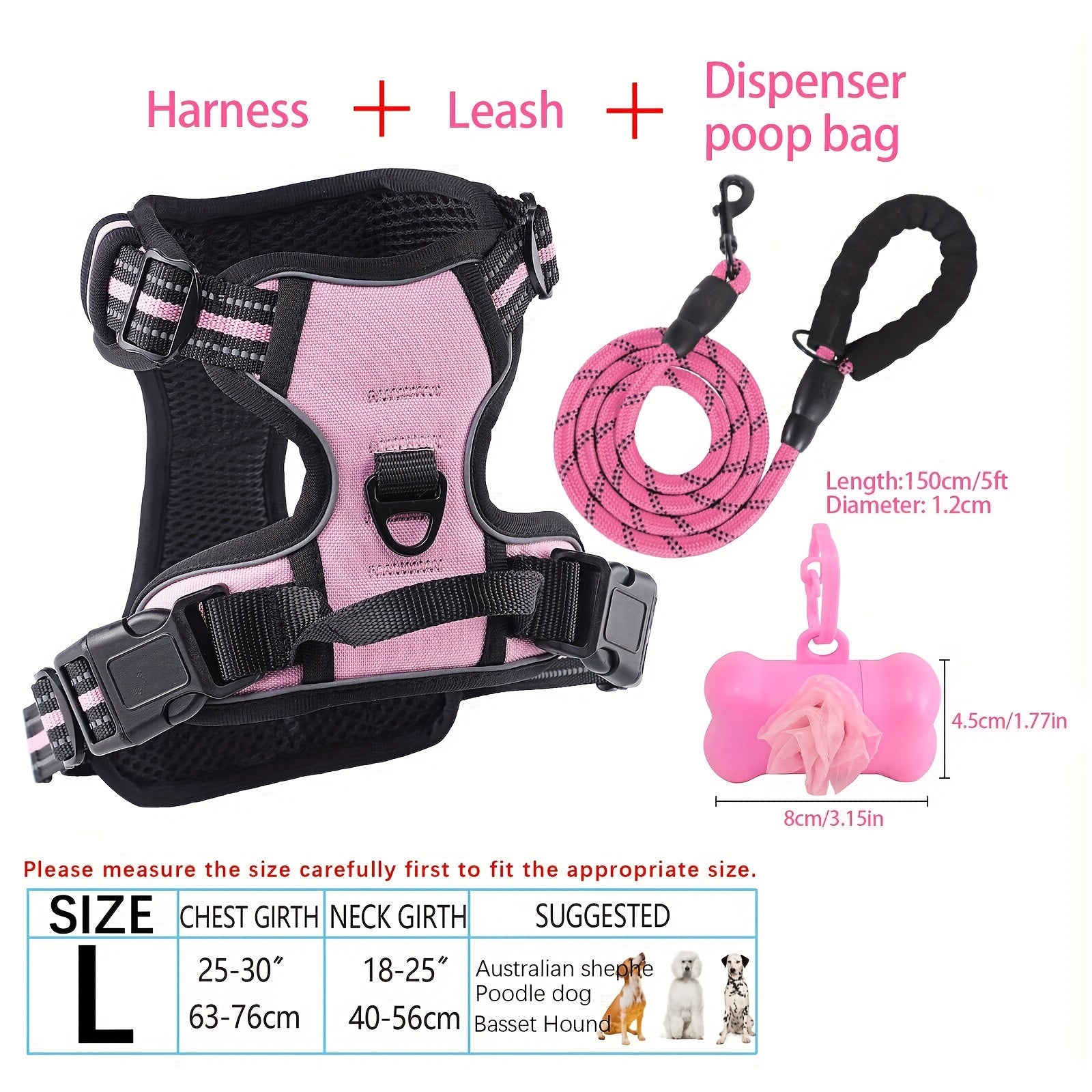 dog harness and leash set