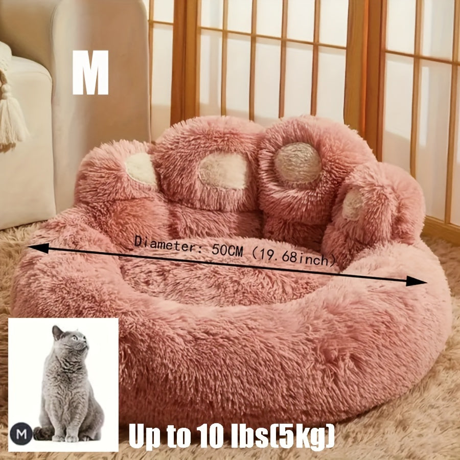 Large Gray Plush Polyester Cozy Round Pet Bed - Soft Pillow, Non-Slip Bottom, Dog & Cat Cushion for All Sizes