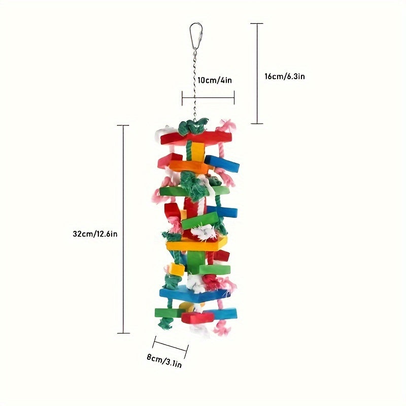 1pc Vibrant Wooden Parrot Swing Toy - Colorful Hanging Bird Cage Hammock with Bell, Sturdy Construction, Easy Installation, Suitable for Small to Medium-Sized Birds like Budgies, Conures, Lovebirds, Finches - Assorted Color,