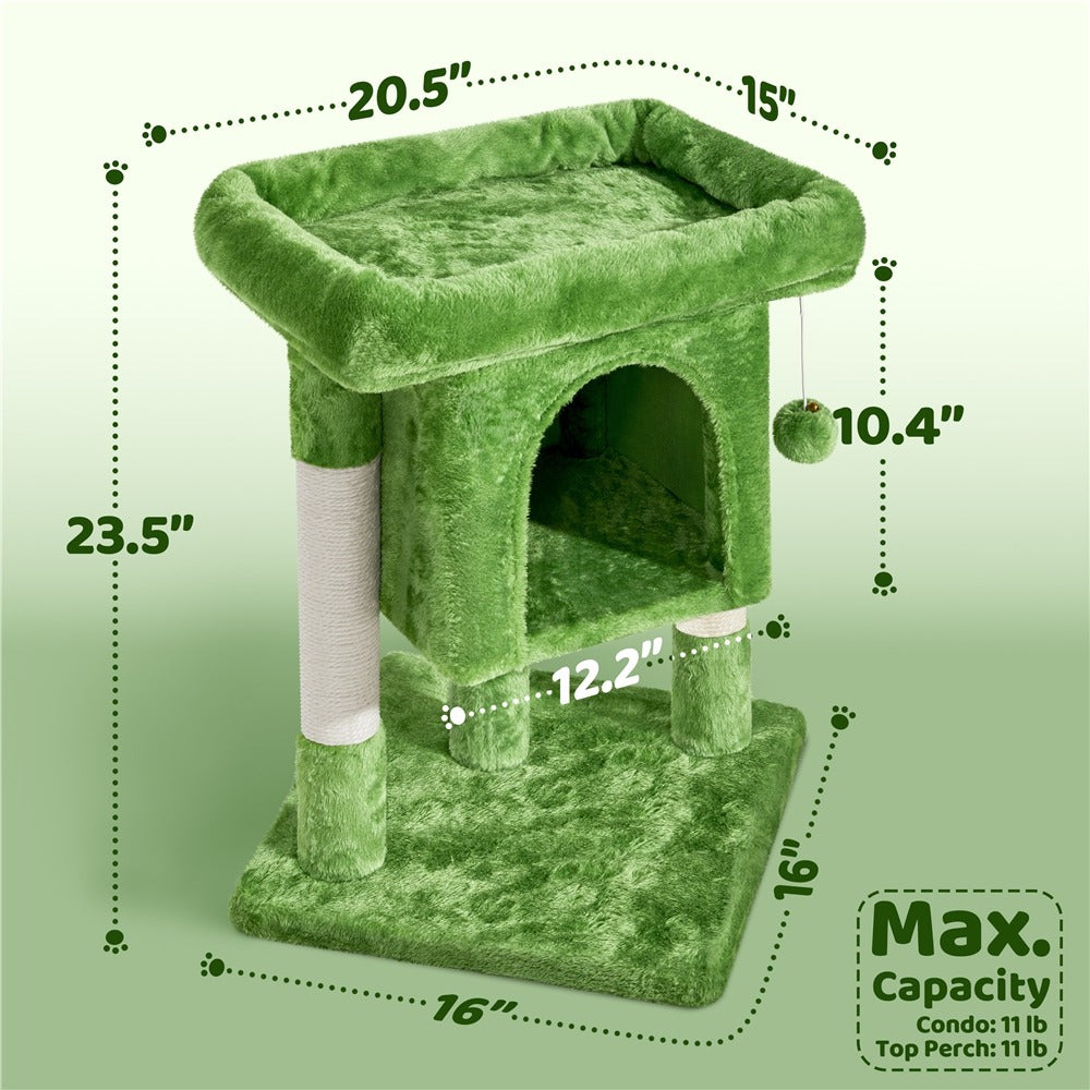Costoffs 23.5in Cat Tree Tower, 2-Level Cat Condo with Sisal-Covered Scratching Posts, Cozy Pet Furniture, Halloween Cat Furniture for Indoor Kittens and Cats