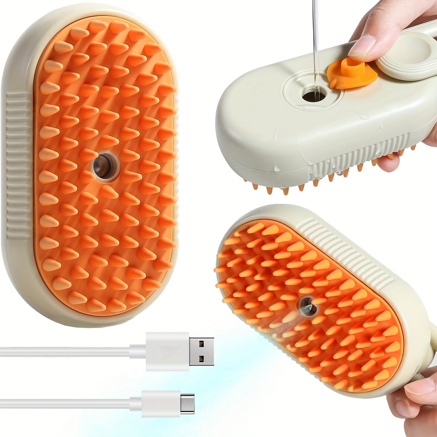 Cat/Dog Steam Brush - Spray Design, 3in 1 Cat Steamy Brush with Steamer, Pet Spray Hair Comb, Steam Brush for Dogs - Suitable for All Pets -Pet Spray Hair Comb (coffee)