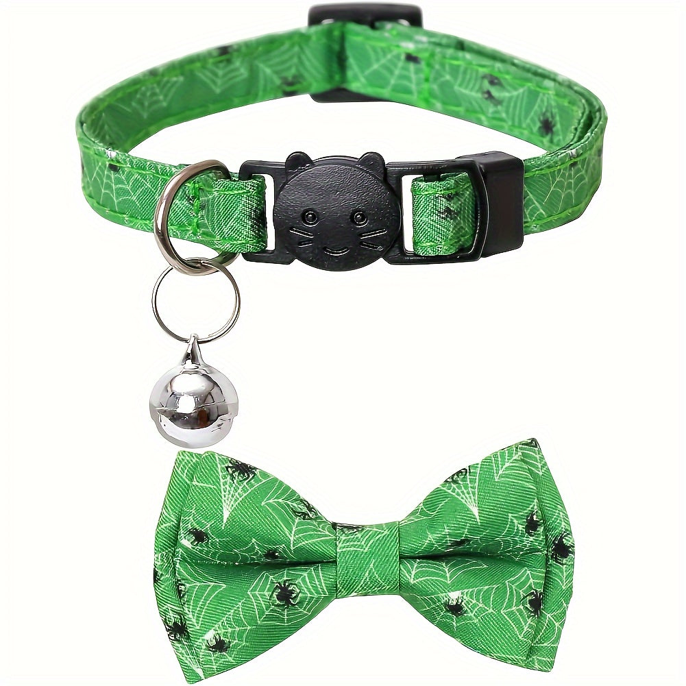 Halloween Cat Collar With Bell, Cat Necklace Breakaway Cat Collar Adjustable Pet Collar With Safety Buckle