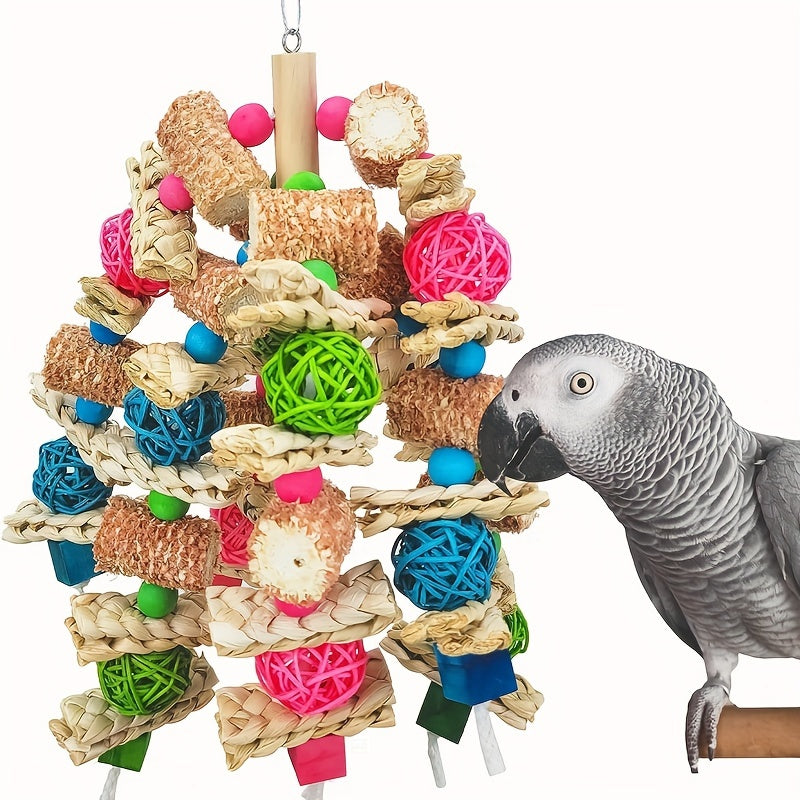 1pc Natural Corn Cob Delight - Stimulating Bird Chew Toy for Small and Medium-Sized Parrots, Cage Toys for Healthy Beak Exercise, Fun and Interactive Playtime, Durable and Long-Lasting
