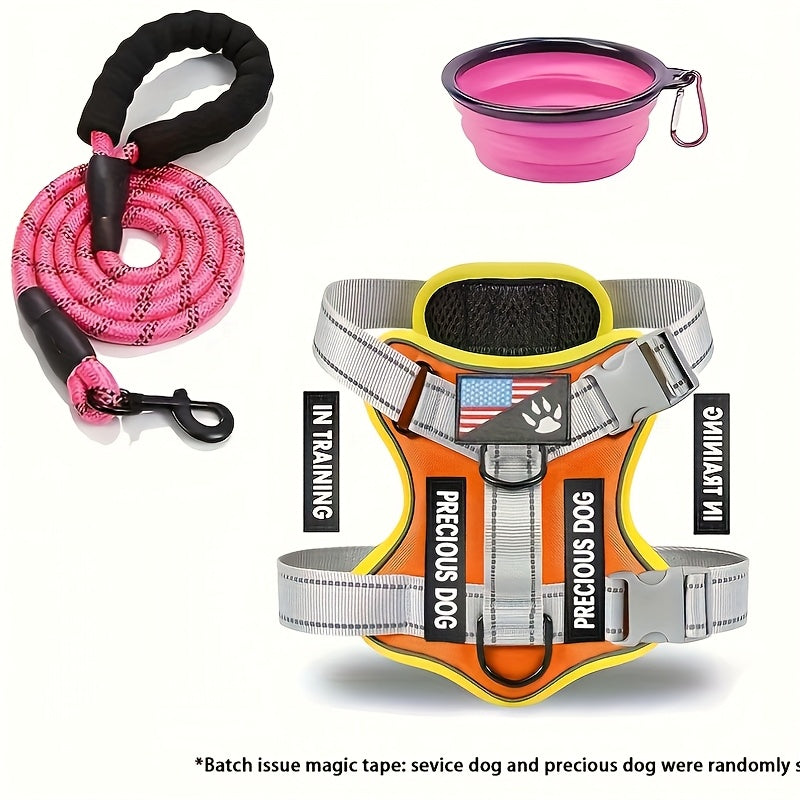 Service Dog Harness And Leash Set with 1pc Folding Bowl